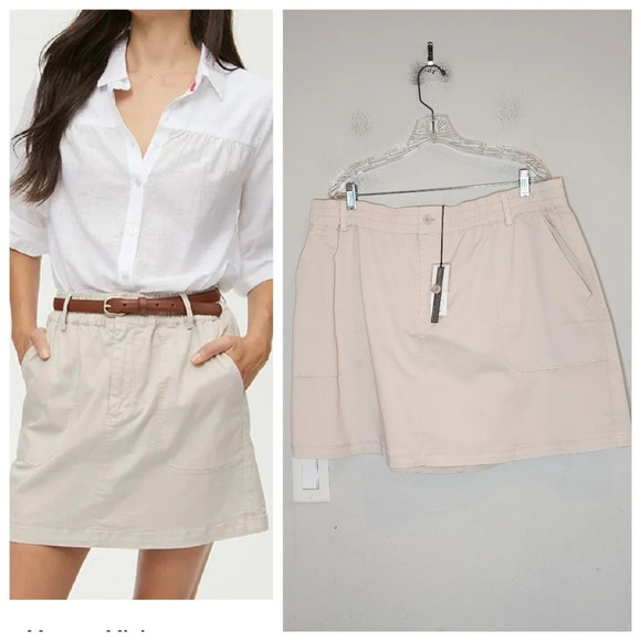 NWT Michael Stars Stretch Twill Beige Monroe Mini Skirt plus size 3X - Picture 1 of 16